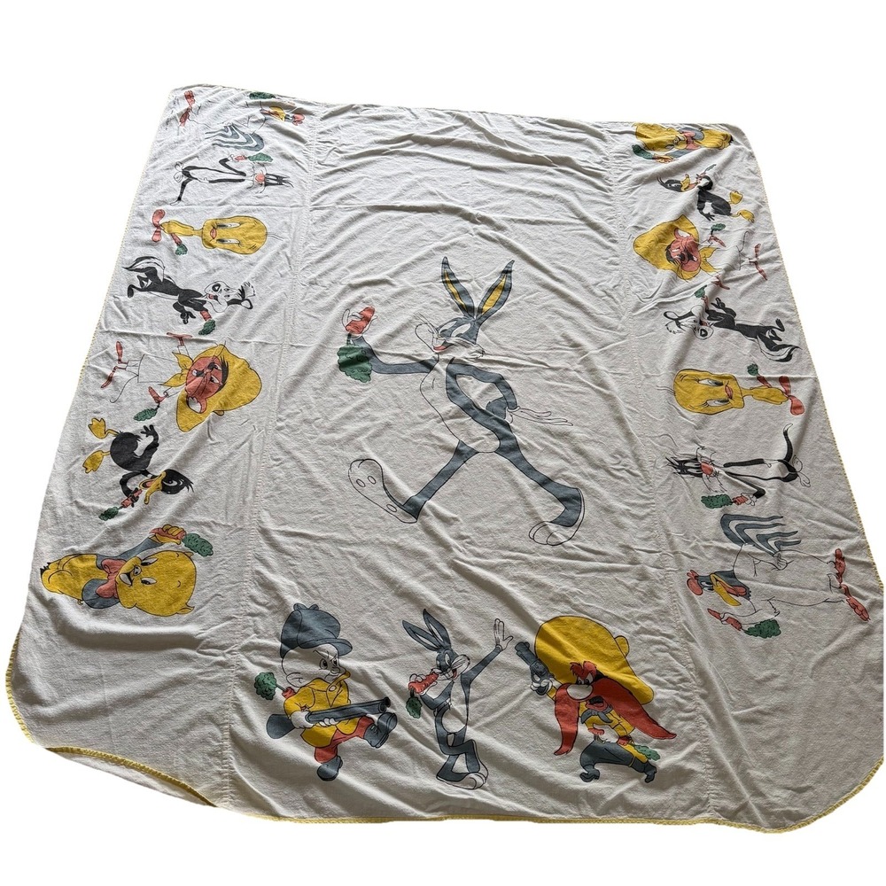 Vtg Warner Bros Looney Tunes Bedspread Twin Bugs Elmer Fudd Yosemite Sam Foghorn